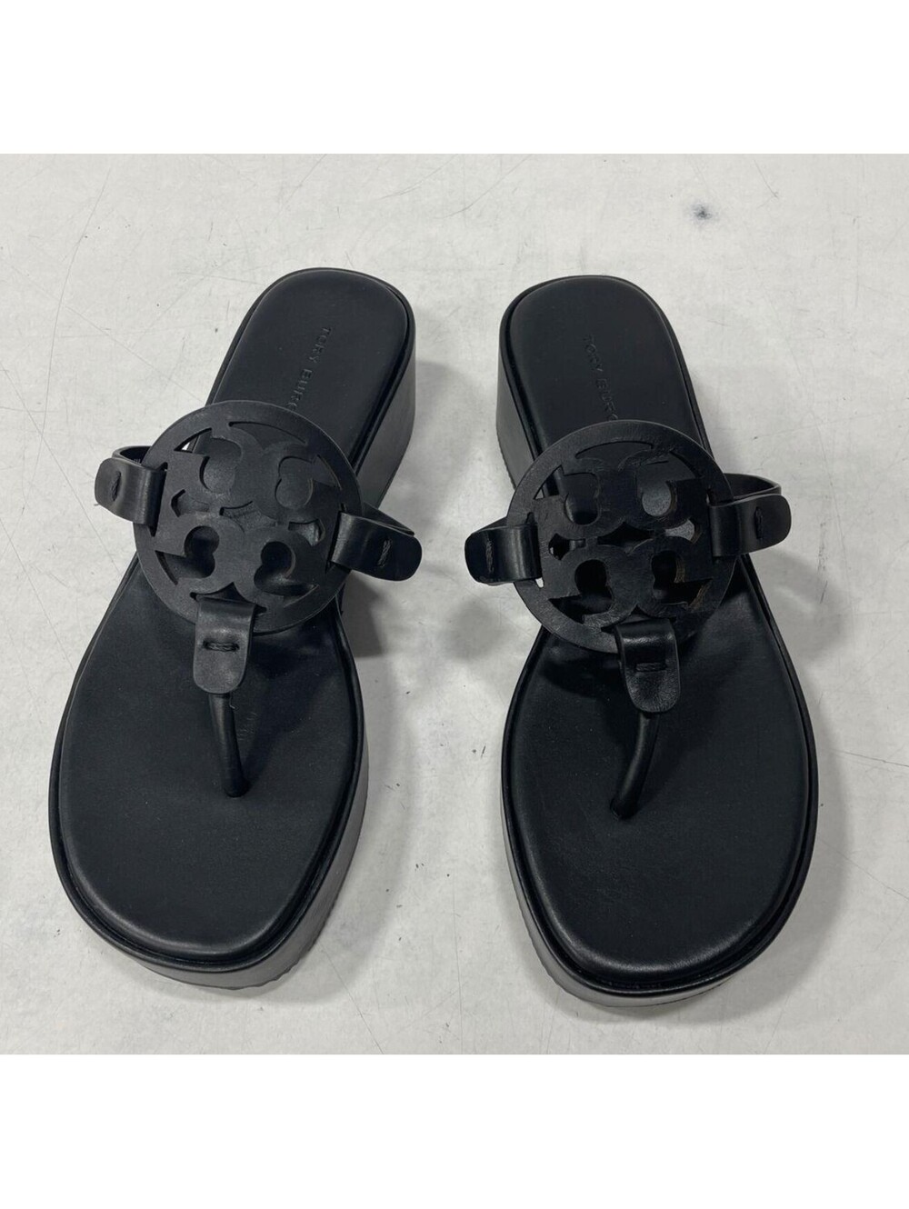 Tory Burch Miller Black Platform Thong Sandals Women's Size 6m